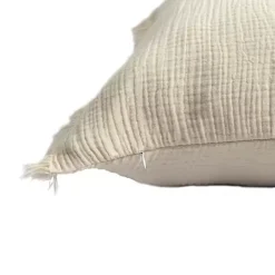 Vanilla Gauze Organic Fringe Throw Pillow Pillows