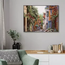 Kirklands Home Canvas Art|Vecchia Cagnes Framed Giclee Canvas Art Print Brown