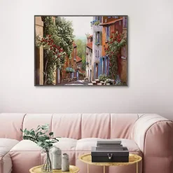 Kirklands Home Canvas Art|Vecchia Cagnes Framed Giclee Canvas Art Print Brown