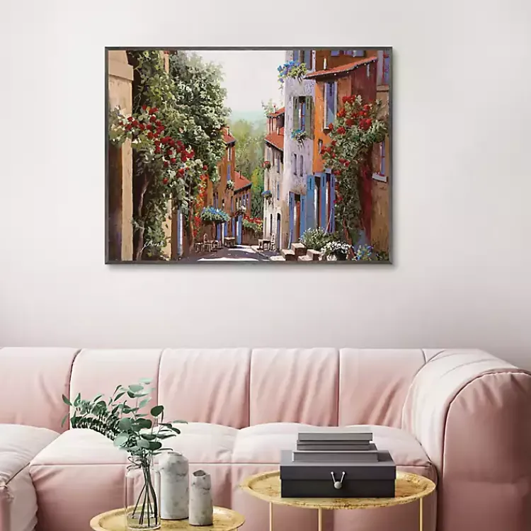 Kirklands Home Canvas Art|Vecchia Cagnes Framed Giclee Canvas Art Print Brown