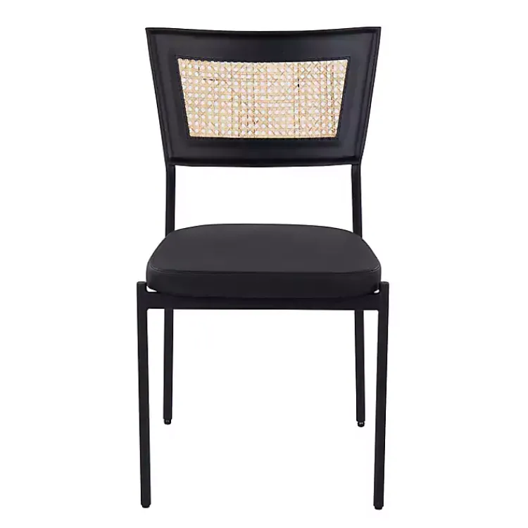 Kirklands Home Dining Chairs|Vegan Leather and Rattan Dining Chairs, Set of 2