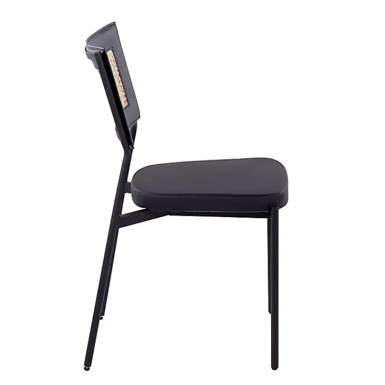 Kirklands Home Dining Chairs|Vegan Leather and Rattan Dining Chairs, Set of 2