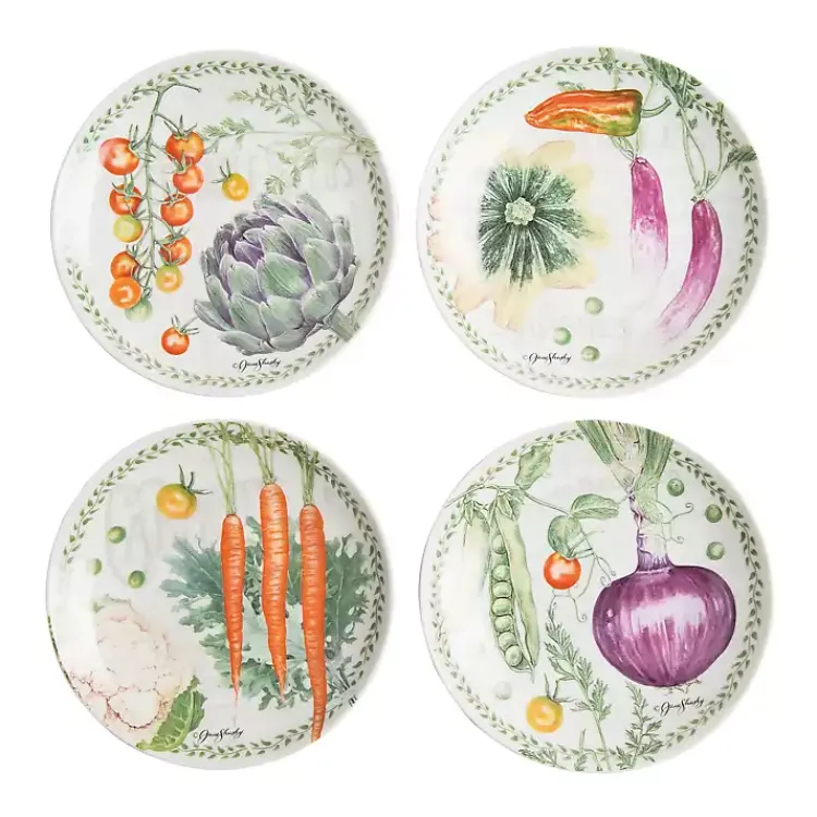 Kirklands Home Dinnerware|Vegetable Garden Salad Plates, Set of 4 Multi