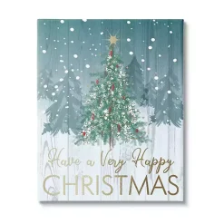 Best Very Happy Christmas Tree Canvas Wall Plaque Christmas Art & Wall Decor