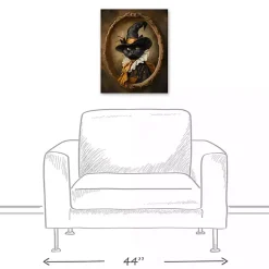 Clearance Victorian Black Cat Canvas Art Print Halloween