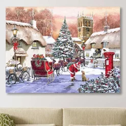 Clearance Village and Santa Canvas Art Print Christmas Art & Wall Decor
