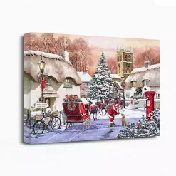 Clearance Village and Santa Canvas Art Print Christmas Art & Wall Decor