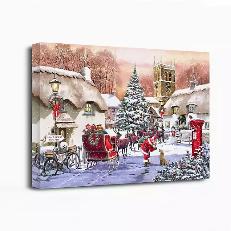 Clearance Village and Santa Canvas Art Print Christmas Art & Wall Decor