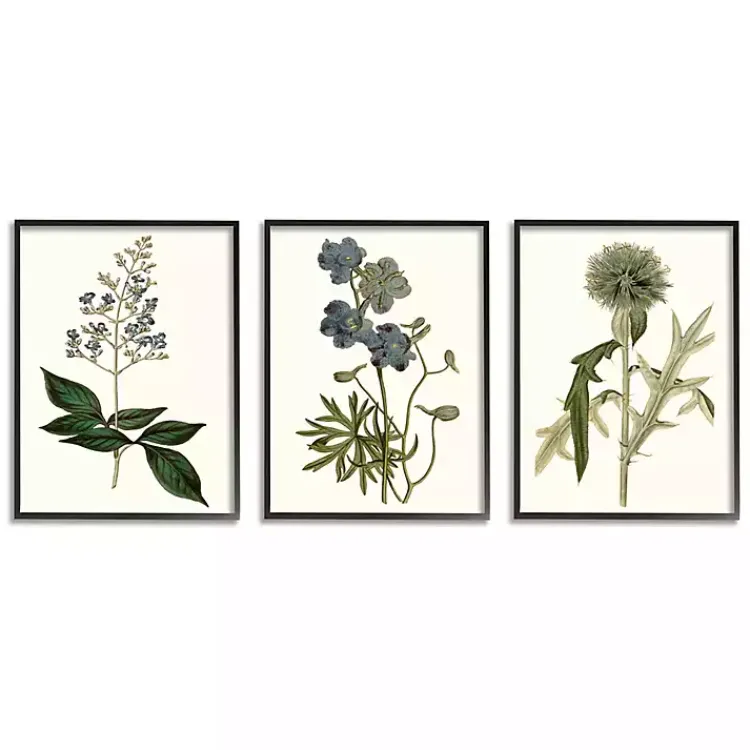 Kirklands Home Framed Art|Vintage Blue Flowers Framed Art Prints, Set of 3