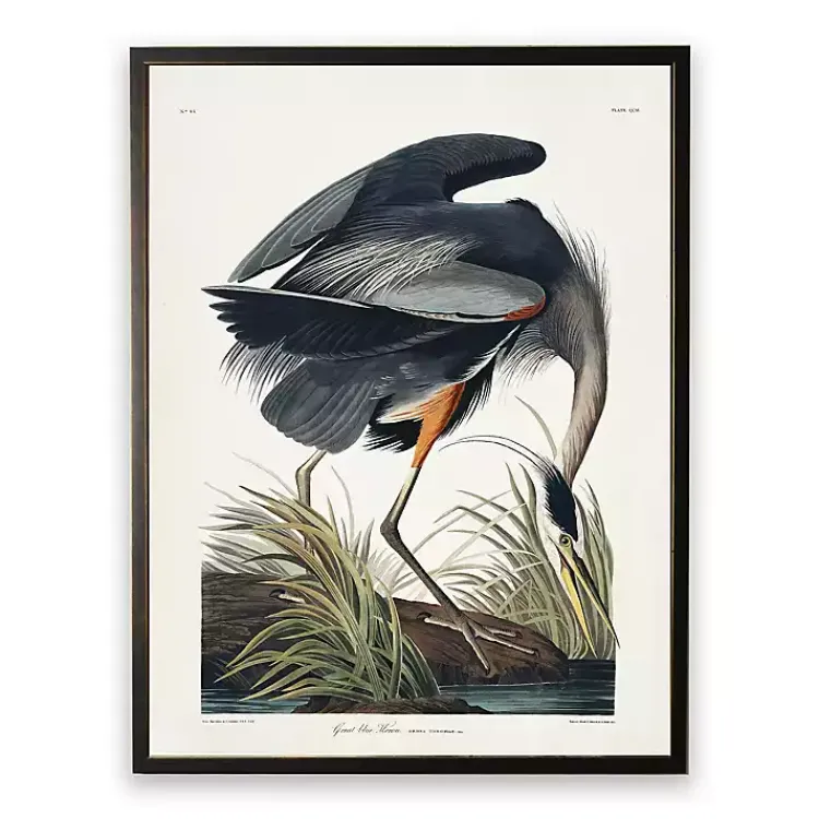 Kirklands Home Framed Art|Vintage Blue Heron Bookplate Framed Art Print
