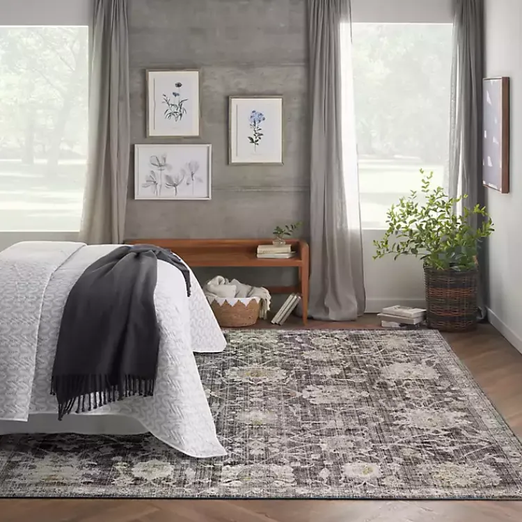 Kirklands Home Area Rugs|Vintage Charcoal Oushak Area Rug, 8x10 Gray