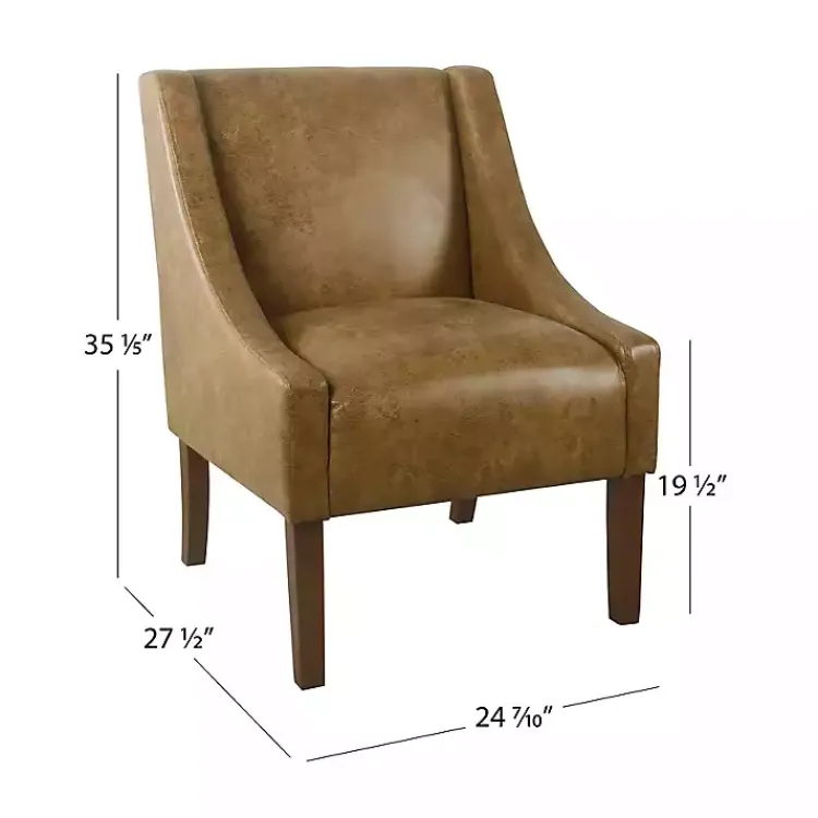 Kirklands Home Accent Chairs|Vintage Faux Leather Swoop Accent Chair Brown