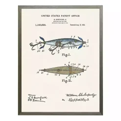 Kirklands Home Framed Art|Vintage Fishing Lure Patent Framed Art Print