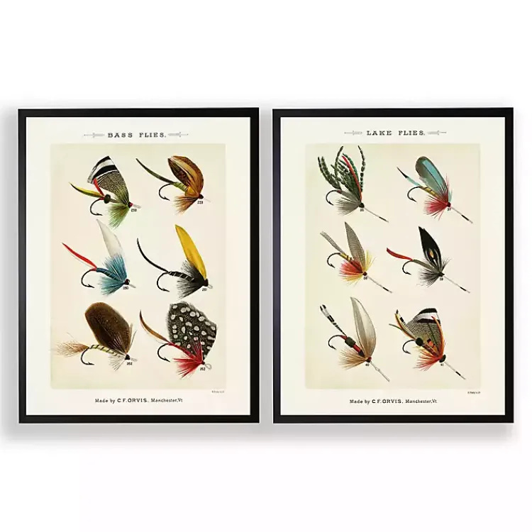 Kirklands Home Framed Art|Vintage Fishing Lures Framed Art Prints, Set of 2
