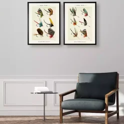 Kirklands Home Framed Art|Vintage Fishing Lures Framed Art Prints, Set of 2