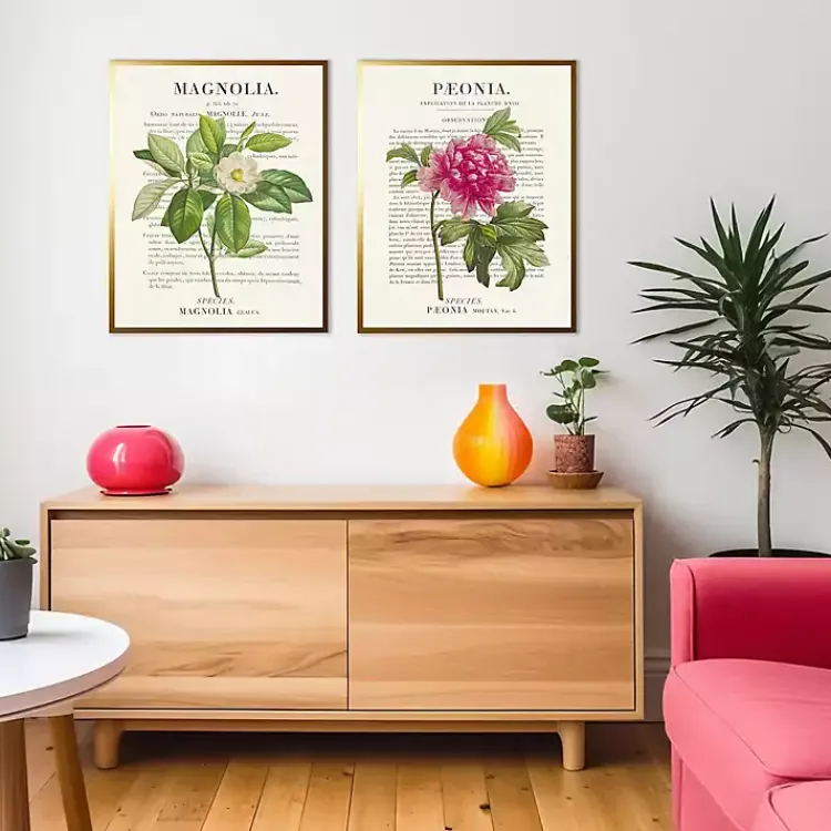 Kirklands Home Framed Art|Vintage Floral Diagram Framed Art Prints, Set of 2