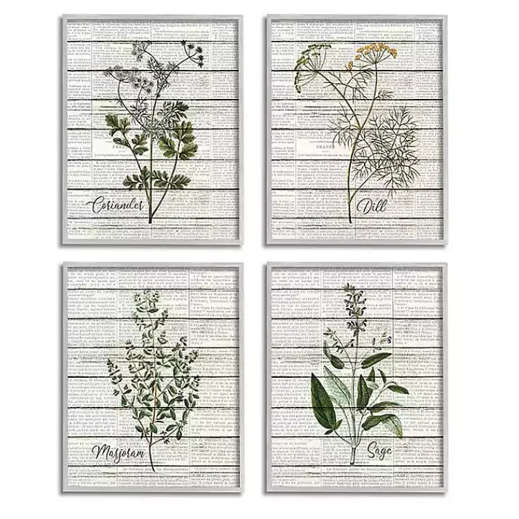 Kirklands Home Framed Art|Vintage Herbs Framed Art Prints, Set of 4 Ivory