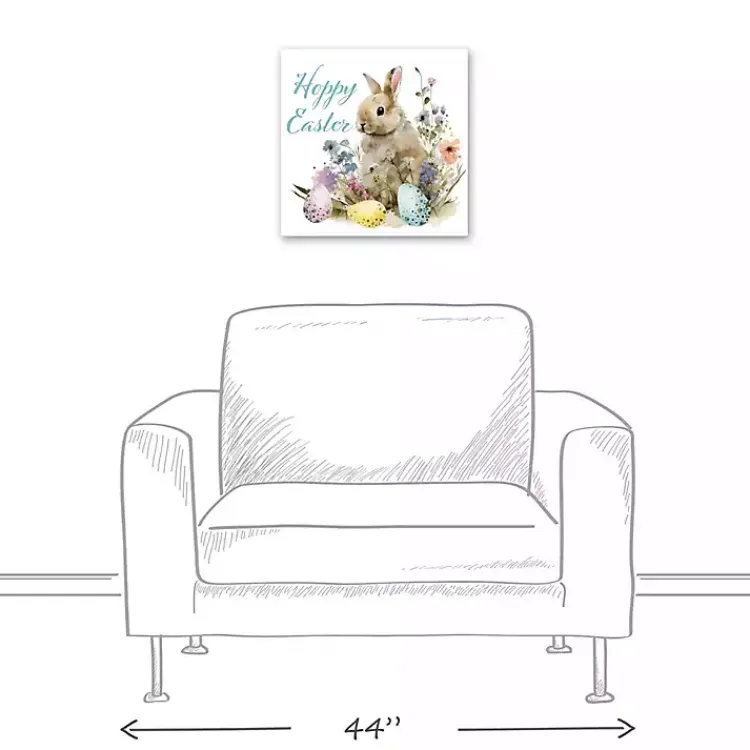 Best Vintage Hoppy Easter Floral Canvas Art Print Easter Decorations