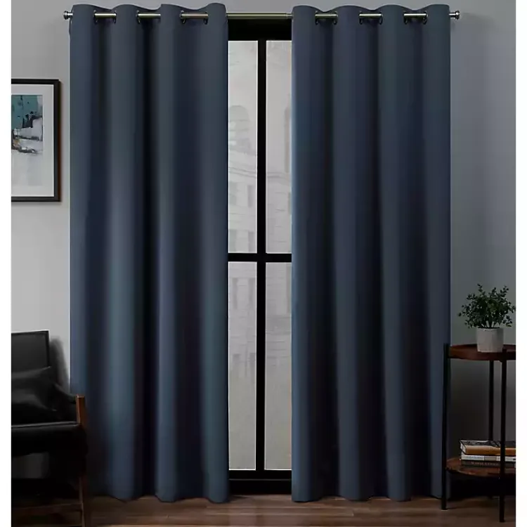 Kirklands Home Curtains & Drapes|Vintage Indigo Woven Curtain Panel Set, 84 in. Blue