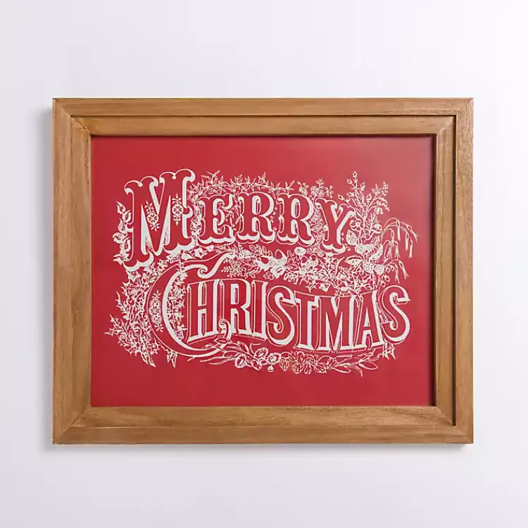 Hot Vintage Merry Christmas Framed Wall Plaque Christmas Art & Wall Decor