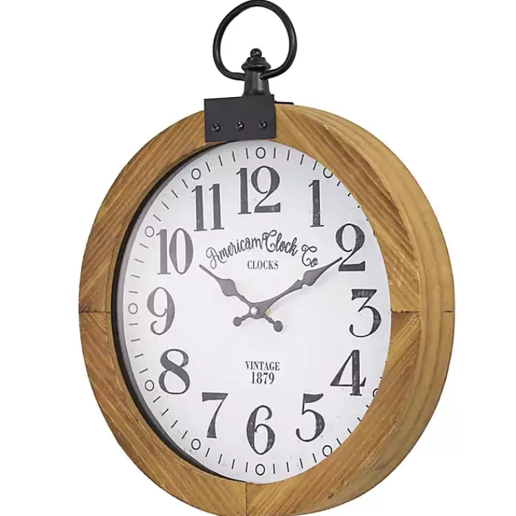Kirklands Home Clocks|Vintage Pocket Watch Wooden Wall Clock