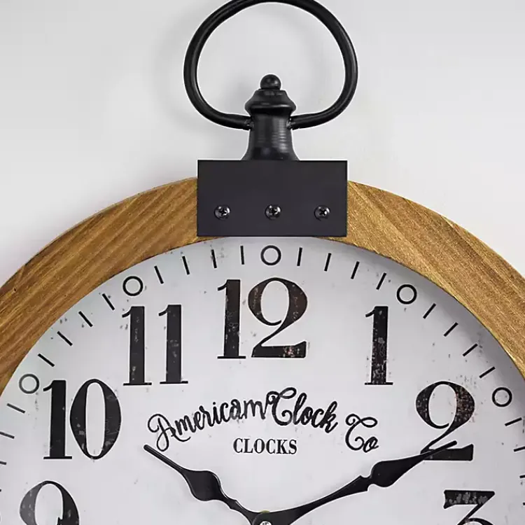 Kirklands Home Clocks|Vintage Pocket Watch Wooden Wall Clock