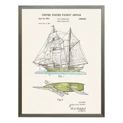 Kirklands Home Framed Art|Vintage Sailing Ship Patent Framed Art Print