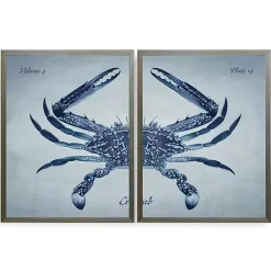 Kirklands Home Framed Art|Vintage Split Crab Framed Art Prints, Set of 2 Blue