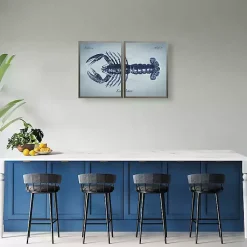 Kirklands Home Framed Art|Vintage Split Lobster Framed Art Prints, Set of 2 Blue