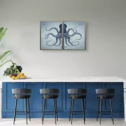 Kirklands Home Framed Art|Vintage Split Octopus Framed Art Prints, Set of 2 Blue