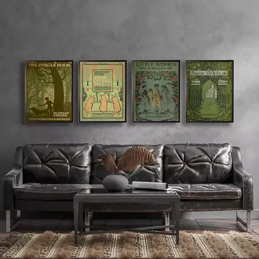Kirklands Home Framed Art|Vintage Three Little Pigs Cover Framed Wall Art Green