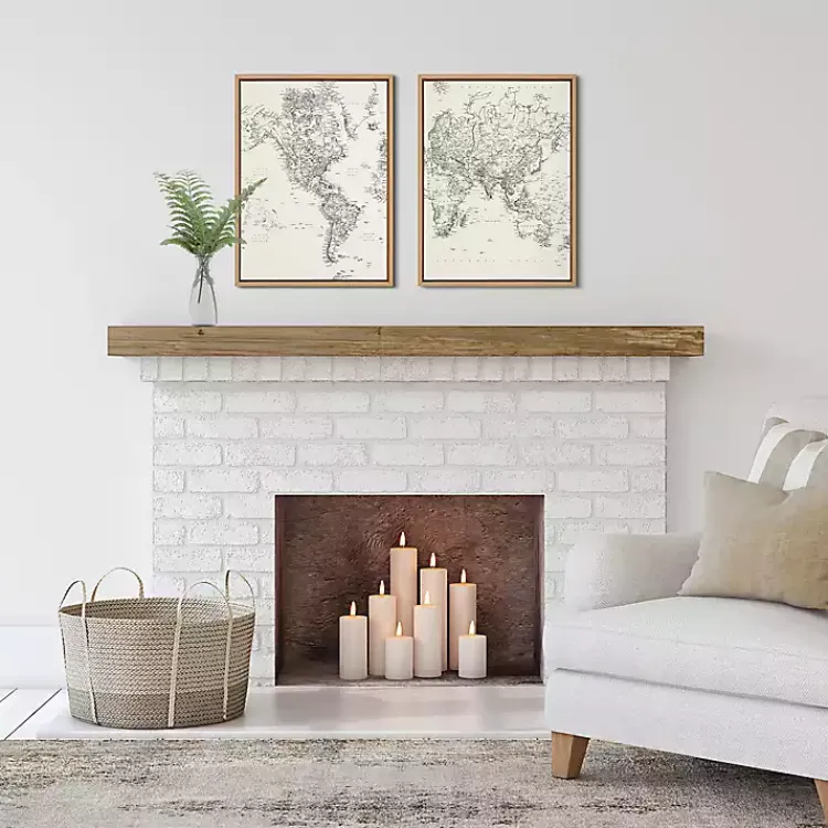 Kirklands Home Canvas Art|Vintage World Map Framed Canvas Art, Set of 2