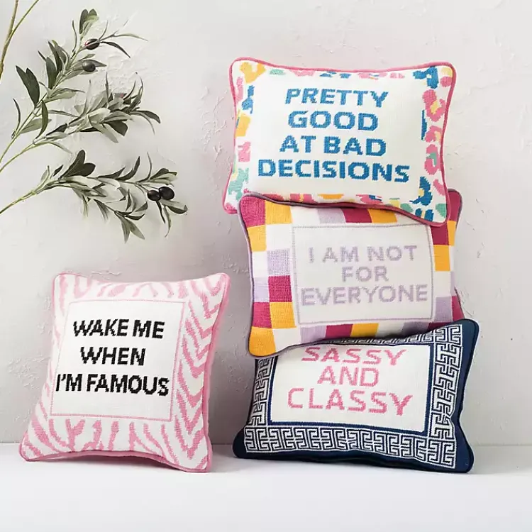 Outlet Wake Me When I'm Famous Needlepoint Throw Pillow Pillows