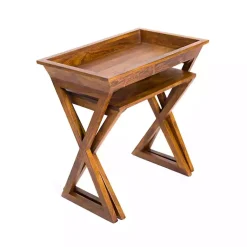 Kirklands Home Accent & End Tables|Walnut Acacia Wood 2-pc. End Table Set Brown