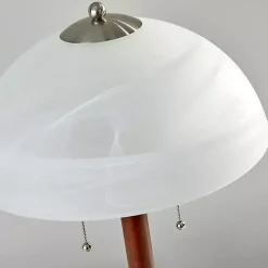 Kirklands Home Table Lamps|Walnut Alabaster Frosted Glass Table Lamp White