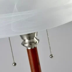 Kirklands Home Table Lamps|Walnut Alabaster Frosted Glass Table Lamp White