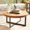 Kirklands Home Coffee Tables|Walnut Beaded Industrial Coffee Table
