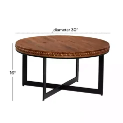 Kirklands Home Coffee Tables|Walnut Beaded Industrial Coffee Table