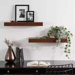 Kirklands Home Shelves|Walnut Brown Floating Shelves, Set of 2