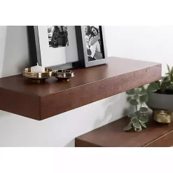 Kirklands Home Shelves|Walnut Brown Floating Shelves, Set of 2