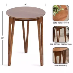 Kirklands Home Accent & End Tables|Walnut Mango Wood Round Kershaw Accent Table Brown