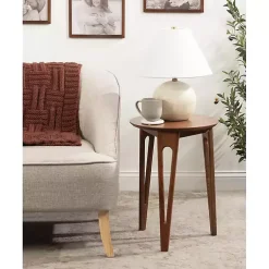 Kirklands Home Accent & End Tables|Walnut Mango Wood Round Kershaw Accent Table Brown