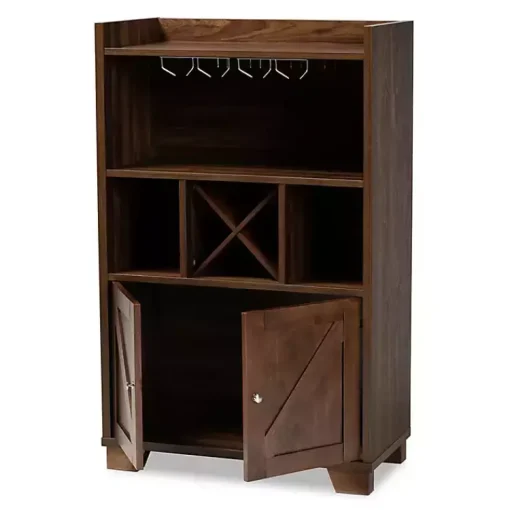 Kirklands Home Cabinets & Sideboards|Walnut Brown Open Shelf Wine Cabinet