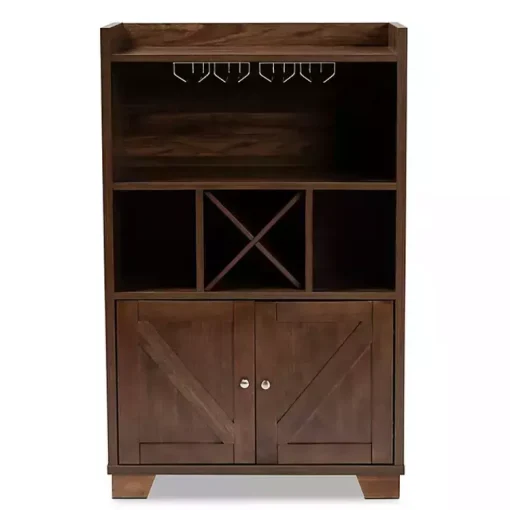 Kirklands Home Cabinets & Sideboards|Walnut Brown Open Shelf Wine Cabinet