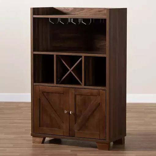 Kirklands Home Cabinets & Sideboards|Walnut Brown Open Shelf Wine Cabinet