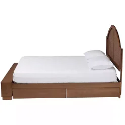 Kirklands Home Beds & Headboards|Walnut Rattan Queen Storage Bed Brown