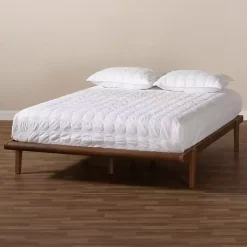 Kirklands Home Beds & Headboards|Walnut Wood Full Platform Bed Brown