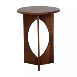 Kirklands Home Accent & End Tables|Walnut Cut-Out Round Accent Table Brown
