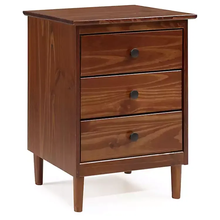 Kirklands Home Nightstands|Walnut 3-Drawer Wood Nightstand Brown