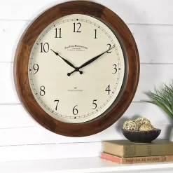Kirklands Home Clocks|Walnut Garrison Wooden Wall Clock